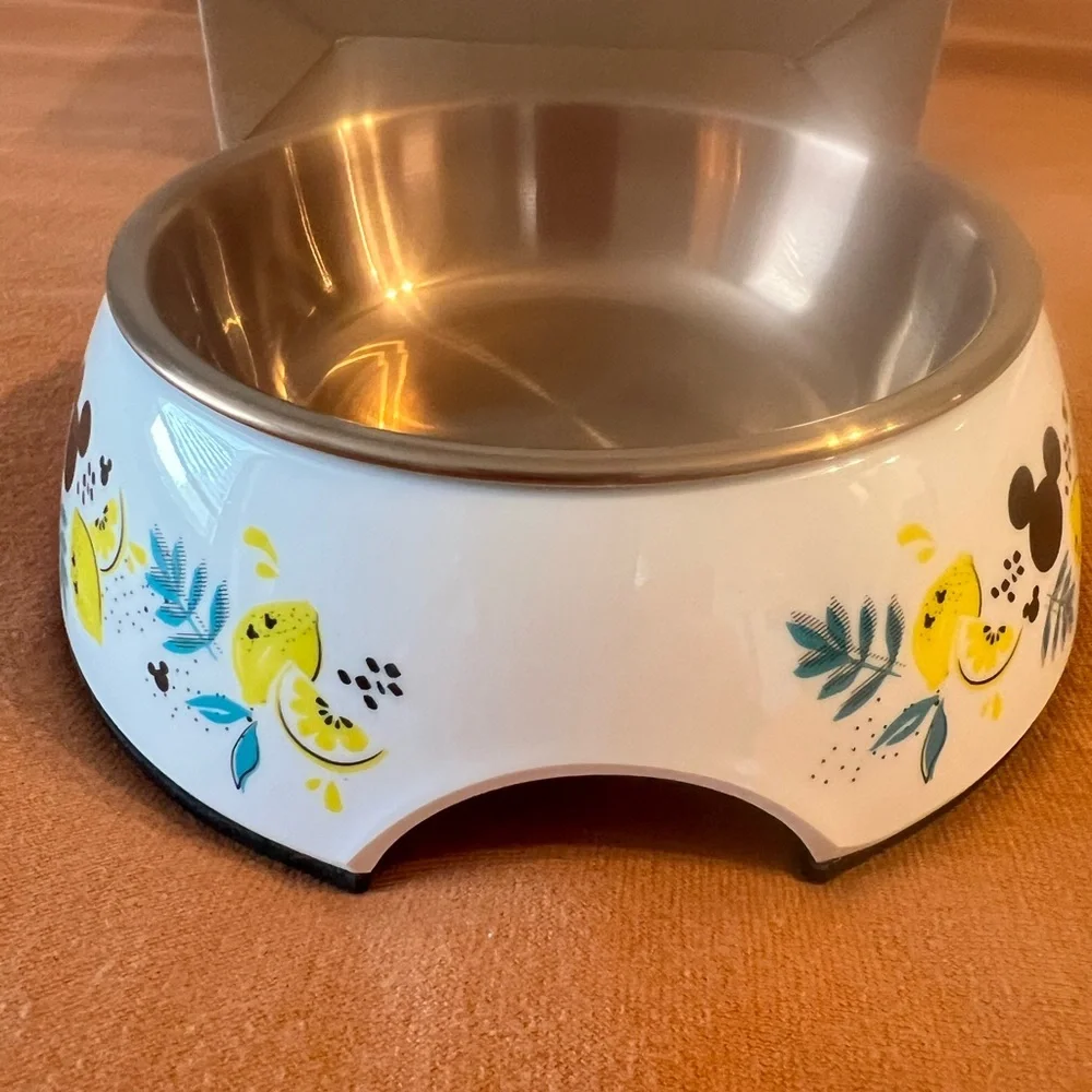 Chewy•Disney• Mickey Mouse lemon melamine stainless steel cat bowl•NWT